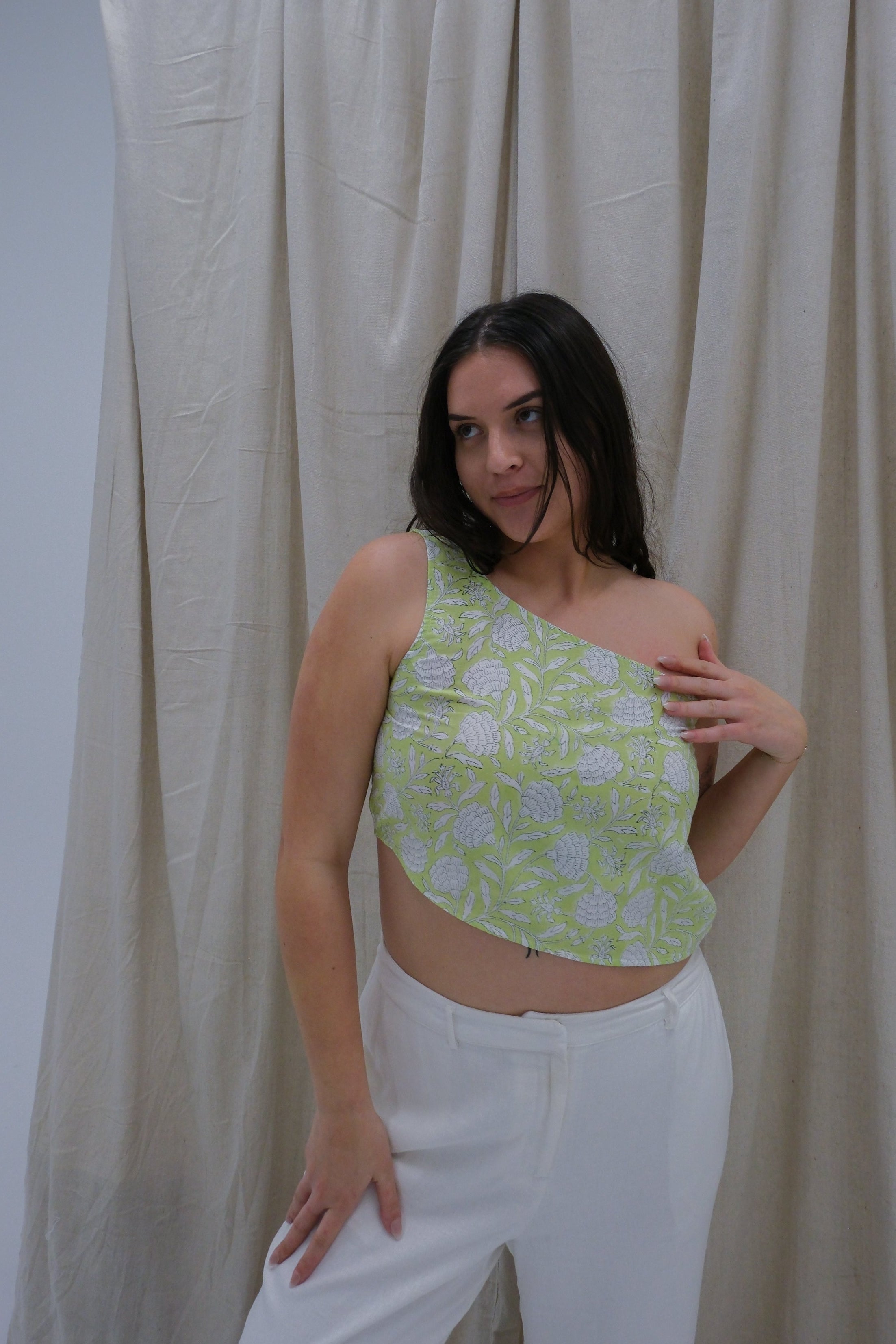 Rani Asymmetric Top - Peridot Palatial Gardens