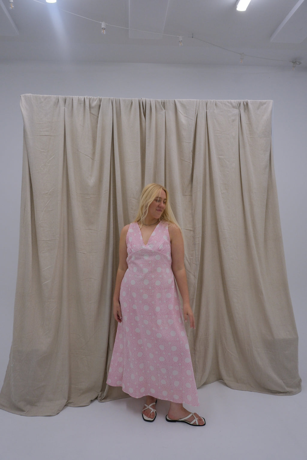 Honeymoon Maxi Dress - Milky Pink Lotus Buds