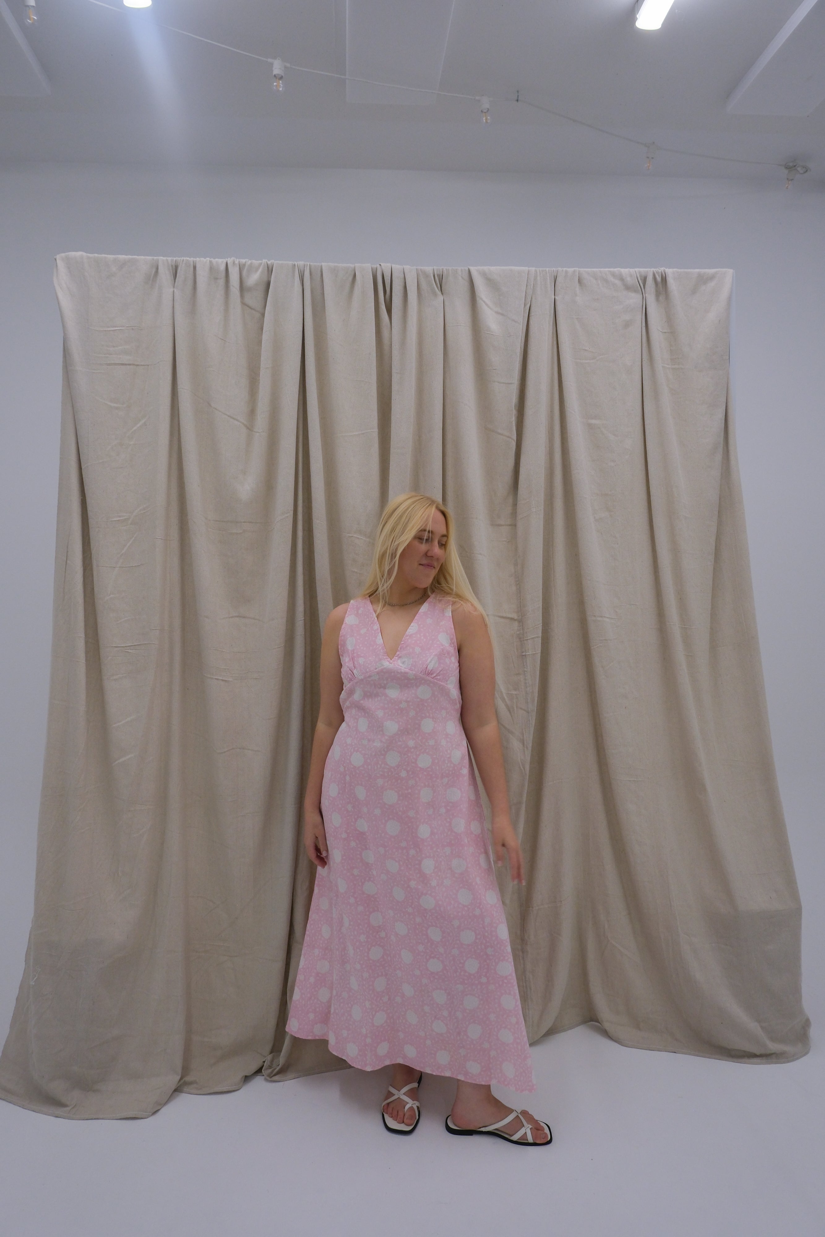 Honeymoon Maxi Dress - Milky Pink Lotus Buds