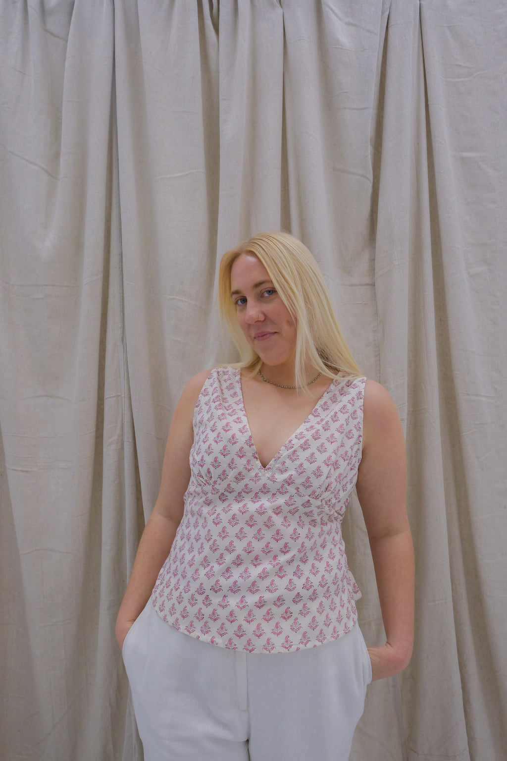 Daydream Top - Rose Milk Paisley
