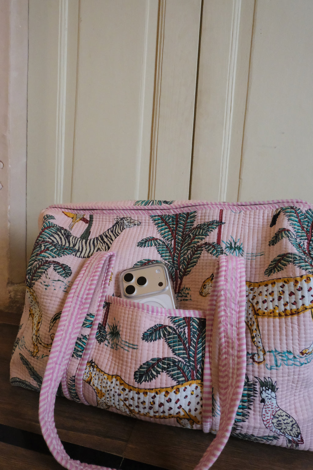 Quilted Duffel Bag - Rosy Jungle