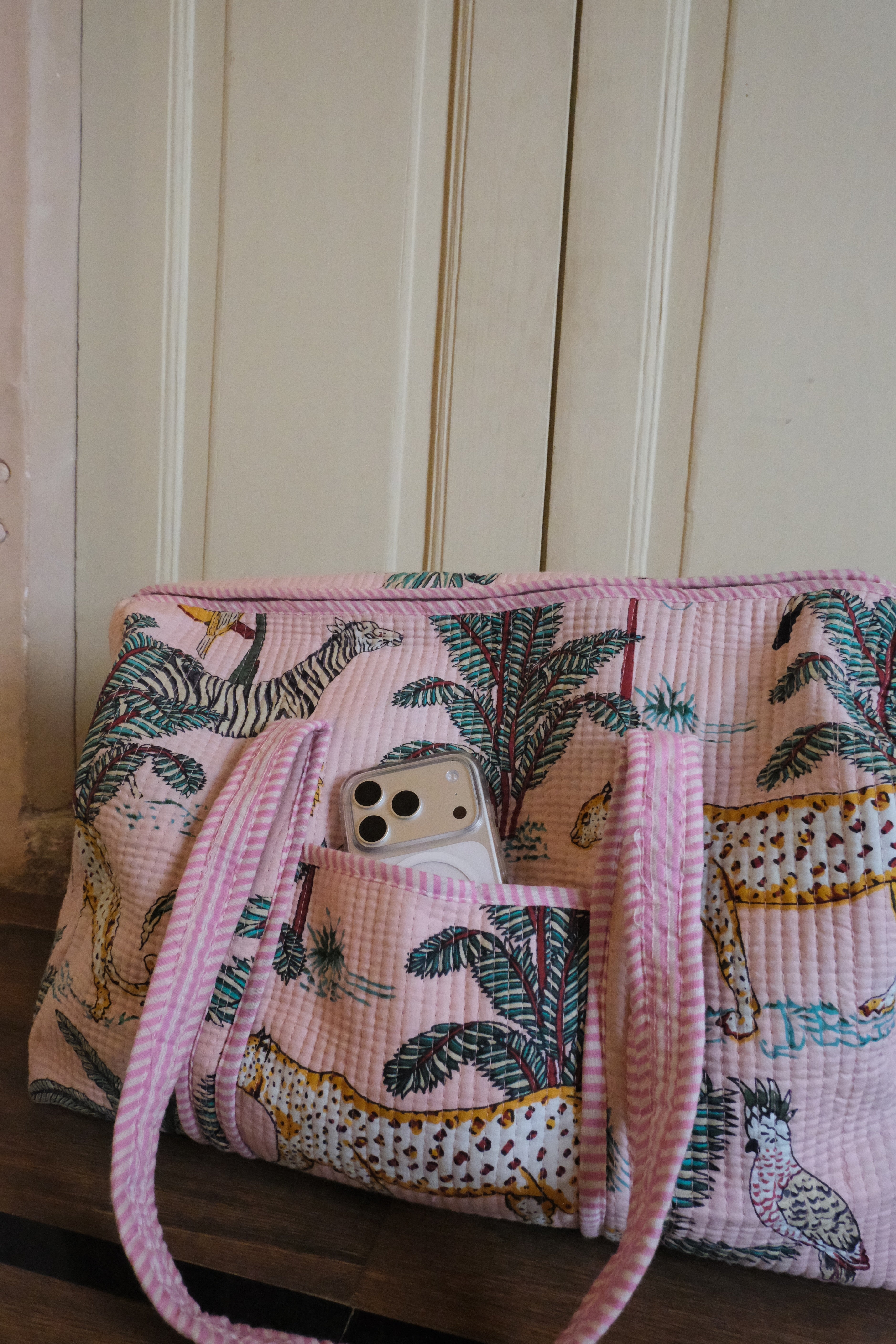 Quilted Duffel Bag - Rosy Jungle