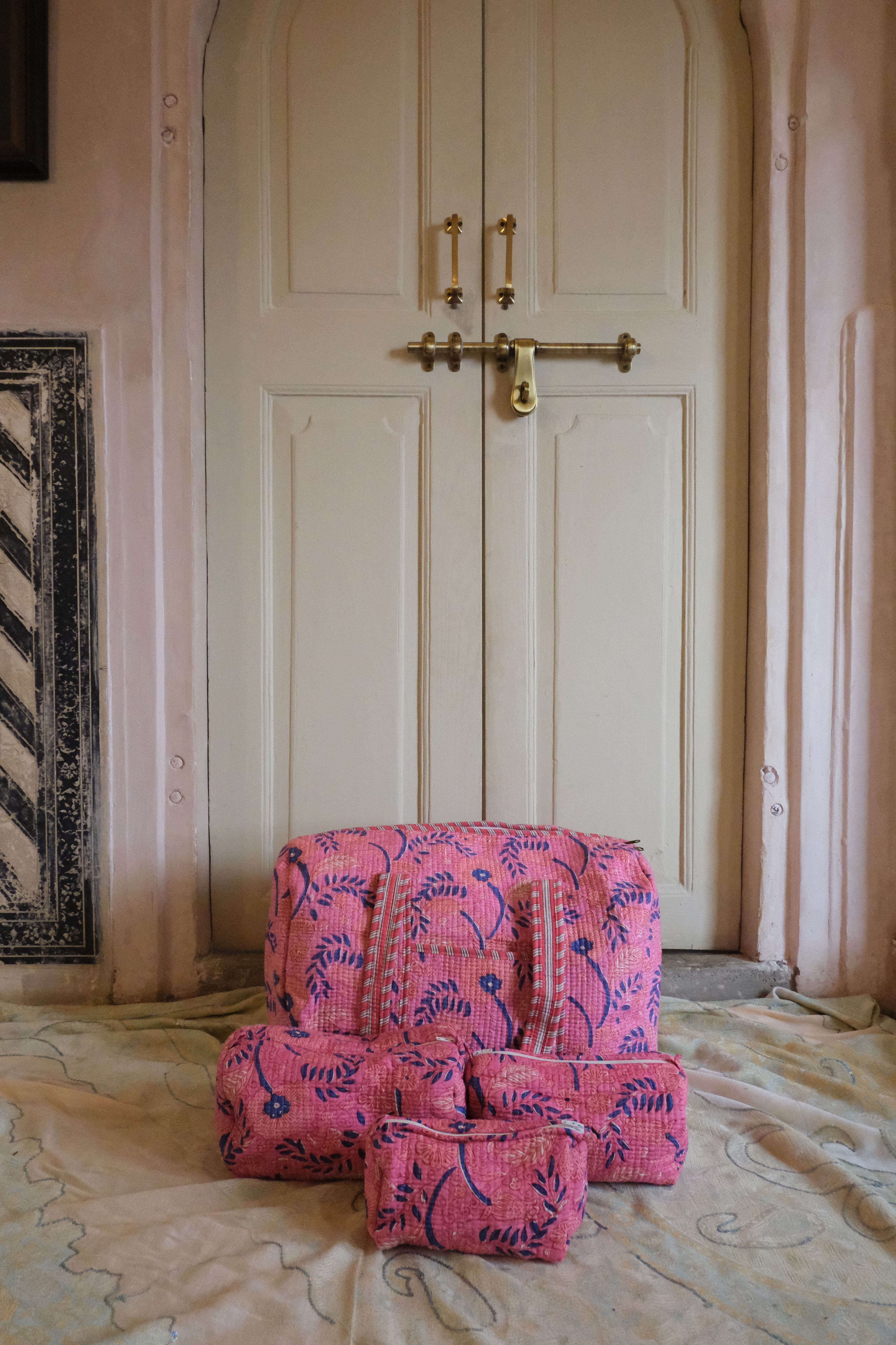 Quilted Four Piece Set - Pink & Blue