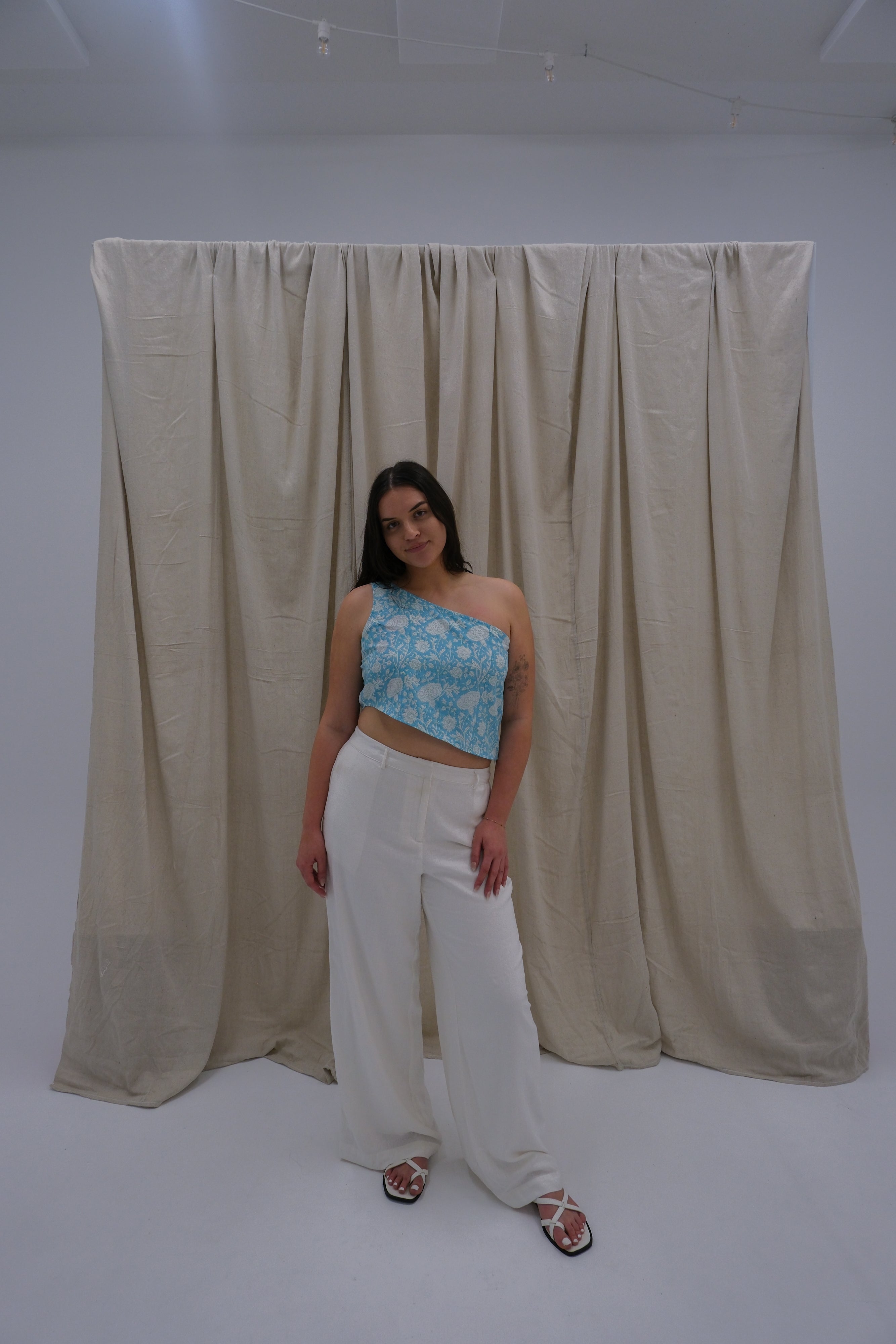 Rani Asymmetric Top - Lagoon Carnations